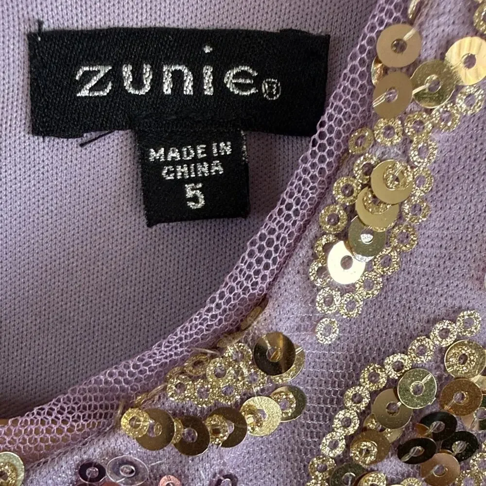 Zunie Lavender and Gold Sequin Pattern Formal Kids Dress size 5